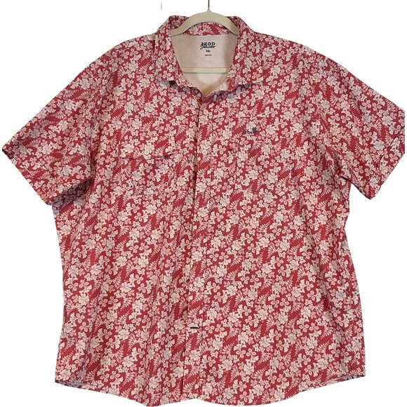 Izod Other - IZOD Saltwater Men's XXL Pinkish/Red Hawaiian Floral Short Sleeve Shirt Beach